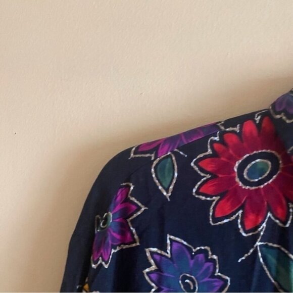 Y2K Jessie Rayon Collared Floral Long Sleeve Blouse Woman Large Dopamine Retro - Picture 5 of 11